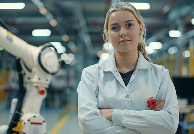 Chica grupo segura en planta